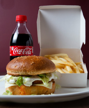 Burger With French Fries And Coke