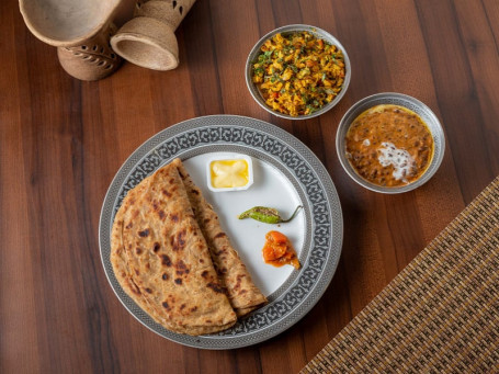 Tawa Paratha With Egg Bhurji And Dal Makhani