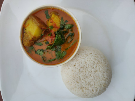 Plain Rice And Pork Curry