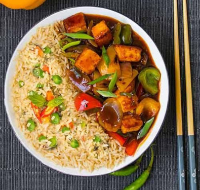 Veg Fried Rice Chilly Paneer(Serve With Chutney And Sauce)