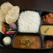 Veg Combo (Loochi Basmati Rice Dal Veg1 Veg2 Rosogolla Salad Pickle)