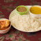 Rice With Chicken Boiled(Rice+Dal+Sabji+Boiled Chicken Curry) Serves 1