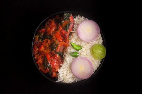 Malabar Chicken Ghee Roast With Steamed Rice