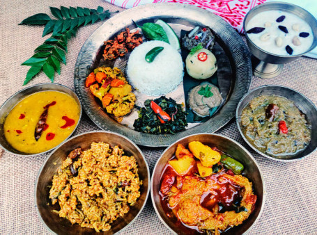 Assamese Thali With Fish Curry