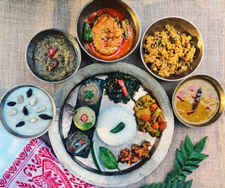 Assamese Thali With Fish In Mustard Curry