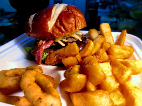 Homemade Beef Burger And Chunky Chips
