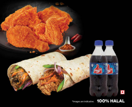 Chicken Seekh Roll Chicken Krisper Roll 2 Crunchy Masala Soft Drink (200 Ml)