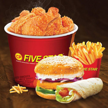 Thai Crispy Bucket Meal (5 Pcs Thai Crispy+Crispy Chkn Burger+Chicken Roll+French Fries)