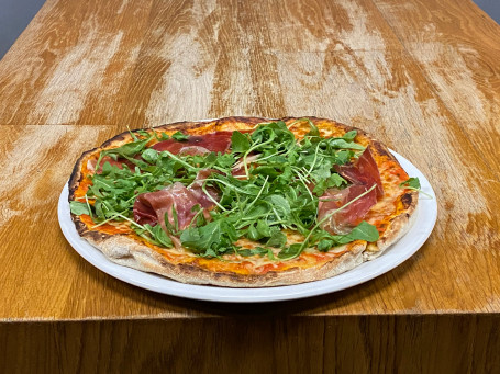 Serrano ham, Rocket salad and Olive oil Pizza