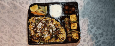 Mushroom Paneer Tikka With Veg Biryani Dessert Combo