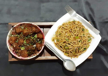 Manchurian Dry With Hakka Noodles And Buttermilk