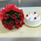 Vanilla Cake [500G] Romantic Red Roses Bunch