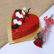 Heart Shape Red Velvet Cake With Single Rose [500 Grams]