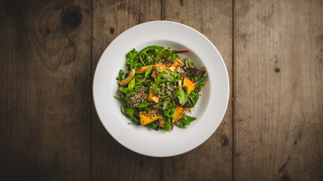 Roast Pumpkin, Grilled Haloumi, Pepitas And Quinoa Salad With Lemon And Basil Dressing Gf V