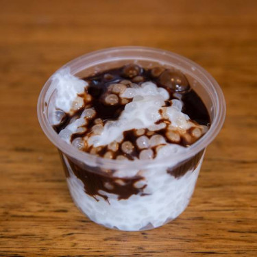 Tapioca Pot With Choc Sauce And Coconut