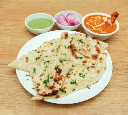 Butter Chicken (2 Pcs) Or Chicken Gravy(2 Pcs) With 2 Butter Naan And Mint Sauce