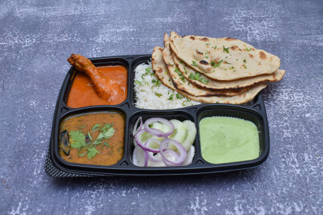 Chicken Curry (1 Pc) Dal Tadka Choice Of Rotis/ Rice Salad