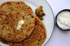 2 Gobhi Paratha Pickle Butter Curd