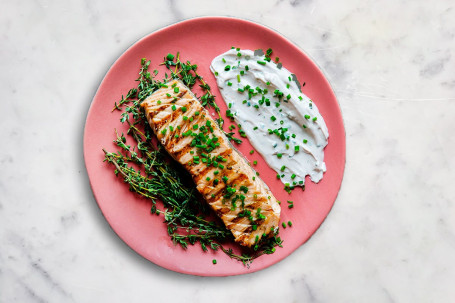 Grilled salmon with a daily changing sauce