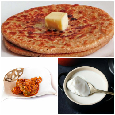 2 Aloo Paratha +Curd+Achar