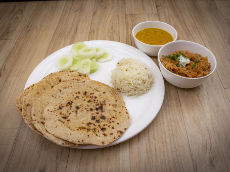 Veg Thali 4 Roti+ Rice+ Dal+ Sabji +Salad)