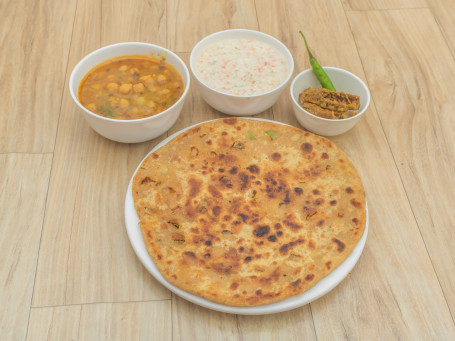 2 Aloo Paratha Curd Pickle Chole