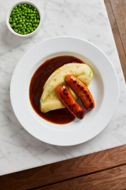 Champ Mash, Lincolnshire Sausage, Onion Gravy