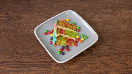 Rainbow Skittle Cake Slice