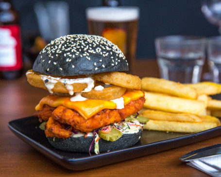 Buffalo Chicken Burger With Fries