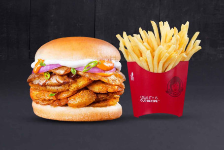 Spicy Aloo Crunch Burger+Fries (M)