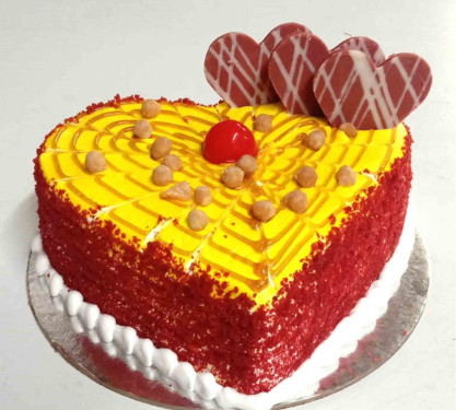 Eggless Heart Shape Red Velvet Butter Scotch Cake