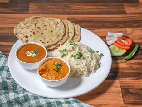 Half Dal Makhani Half Rice With 3 Tawa Butter Roti