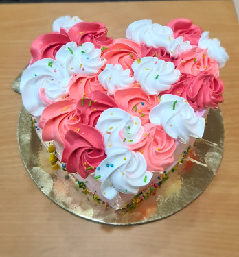 Heart Shape Floral Anniversary Cake[500 Gm]