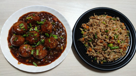 Fried Rice Manchurian Noodles With Soft Drink