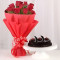 Truffle Cake With Red Roses Bouquet