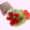6 Red Roses Bunch Chocolate Walnut Brownie