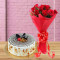 1 Kg Butterscotch Cake 6 Red Roses Bouquet Combo