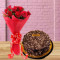 1 Kg Chocolate Crunch Cake 6 Red Roses Bouquet Combo