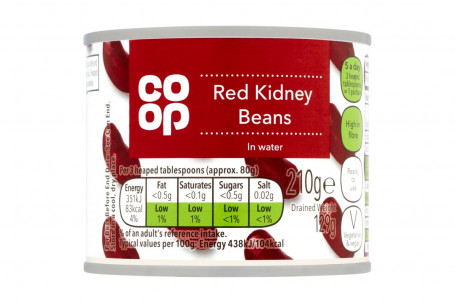 Co Op Red Kidney Beans In Water No Added Salt