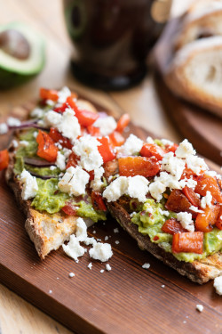 Avocado On Sourdough Toast With Greek Feta Red Pepper