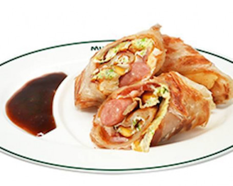 Dé Cháng Wò Dàn Juǎn Bǐng Egg Pancake Roll With German Sausage