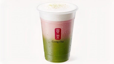 Strawberry Matcha With Milk Foam