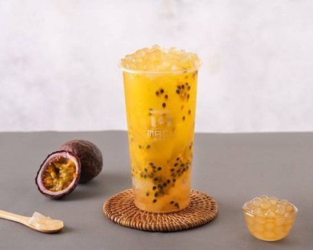 Bǎi Xiāng Shuāng Q Guǒ Fresh Passion Fruit Tea With Tapioca And Jelly