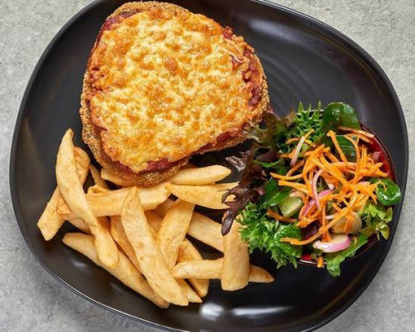 Veggie Parma With Fries And Salad (V)
