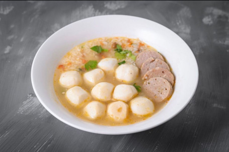 Soft Boiled Rice W/Fish Balls Large