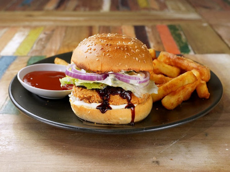 Teriyaki Burger With Chips (Meat Free)