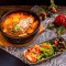 hǎi xiān dòu fǔ tāng guō fàn Pot Rice with Seafood and Tofu Soup