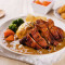 niǔ ào liáng jī tuǐ ōu mǔ dàn kā lī fàn Rice with New Orleans Chicken Drumstick and Omelette in Curry