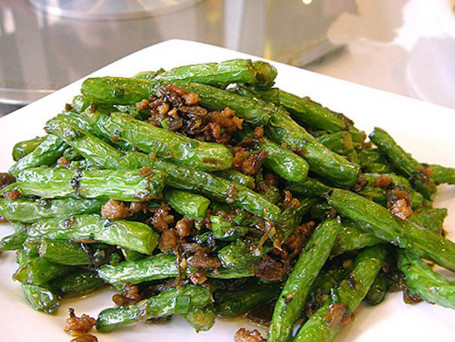 Stir Fried String Beans And Minced Pork With Rice And Soft Drink