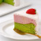 Matcha Strawberry Basque Cheesecake slice